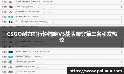 CSGO耐力排行榜揭晓V5战队荣登第三名引发热议