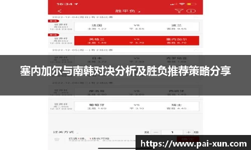 塞内加尔与南韩对决分析及胜负推荐策略分享